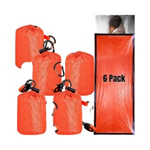 Lot de 6 sacs de couchage d'urgence thermiques, sacs de bivouac légers et portables en PE/Nylon aluminisé, toutes saisons, pour adultes, fabriqués en Chine - Product Image 1