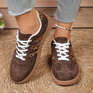 Les nouvelles <span class=keywords><strong>baskets</strong></span> à lacets pour femmes en imprimé <span class=keywords><strong>léopard</strong></span> marron sont confortables, respirantes et élégantes pour les sorties quotidiennes - Product Image 2