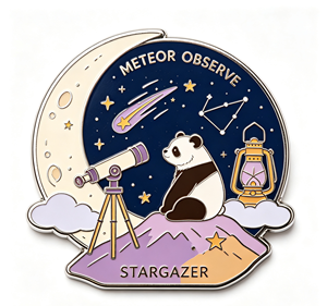 Pin de solapa de esmalte personalizado, broche de metal, insignia de panda con telescopio espacial, regalo de recuerdo para bolsos y ropa - Product Image 2