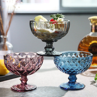 Verres à Pied Colorés en Gros de 8 oz 10 oz, Gobelets à Vin, Verres à Eau en Verre Pressé Bleu
