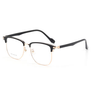 Gafas de media montura con borde negro retro para hombre 98311, lentes rectangulares de resina antirreflectantes - Product Image 2