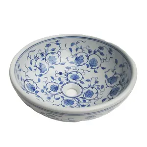 Elegant decorative bathroom blue and white porcelain Hand painted washbasin