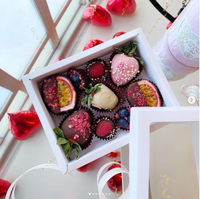 Boîtes en papier de boulangerie pour noël, sans échantillon, boîte à chocolat blanche pliante, de fraise, cadeau, avec fenêtre transparente