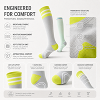 Chaussettes de compression pour femmes, chaussettes athlétiques à haute pression, hauteur genou, pour la course à pied, la corde à sauter, le cyclisme, l'entraînement en salle de sport