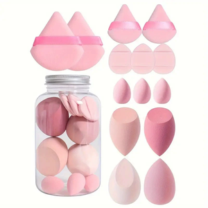 14-Mảnh Cùng Một Màu Ngón Tay Trang Điểm Miếng Bọt Biển Phun Đổ Xô Đệm Không Khí Vẻ Đẹp Mềm Mại Máy Xay Sinh Tố Thiết Lập Cho Khuôn Mặt Cho Đổ Xô Pha Trộn Trang Điểm - Product Image 6