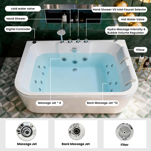 Bañera de Hidromasaje OE HOME de 61 Pulgadas, Acrílica y de Acero, para 2 Personas, para Muebles de Baño - Product Image 4