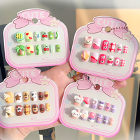Lot de 12 faux ongles en ABS 3D pour enfants, motifs dessin animé, détachables et réutilisables, pré-conçus pour filles de 5 à 10 ans