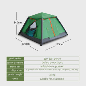 เต็นท์ตั้งแคมป์4คนที่มีเสาพองทนทานวัสดุกันน้ำที่มีความคุ้มครองเต็มรูปแบบฝนบินเต็นท์พองสำหรับการตั้งแคมป์ - Product Image 5