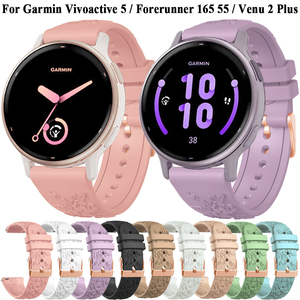 Bracelet en silicone souple gravé de fleurs pour femmes, tendance, pour <span class=keywords><strong>Garmin</strong></span> <span class=keywords><strong>Vivo</strong></span> Active 5 - Product Image 2
