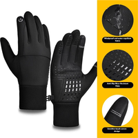 Guantes de Ciclismo de Invierno Unisex, Resistentes al Viento, Impermeables, Forrados con Forro Polar Cálido, Pantalla Táctil, Antideslizantes, de Cuero, Dedos Completos, Estilo Pull-On