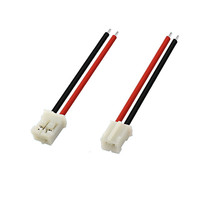 Kabel Konektor Flat 2-Pin Mini Micro JST 2.0 PH Merah Hitam dengan Selubung PVC Nylon dan Konduktor Tembaga Berlapis Timah untuk Elektronik