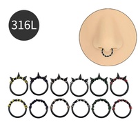 Gaby Vintage 316 L Piercing de cartilage et de septum en acier chirurgical plaqué argent avec ligne colorée en acier inoxydable pour mariage