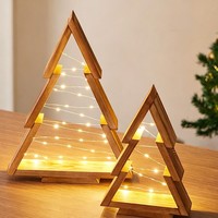 10'' 13,6'' Weihnachtsbäume aus Holz für den Tisch mit LED-Beleuchtung Moderne Heimdekoration für Schreibtischdekoration