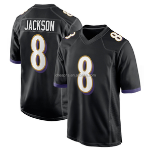 Groothandel Borduurwerk Baltimore Ravens American Football Jersey Paars # 8 Lamar-Jackson # 20 Ed Reed voetbaluniform - Product Image 3
