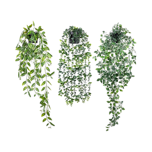 نبات ماندالا اصطناعي معلق من البلاستيك، عشب في وعاء لا يذبل، إكليل زهور أخضر للديكور الداخلي والخارجي - Product Image 4