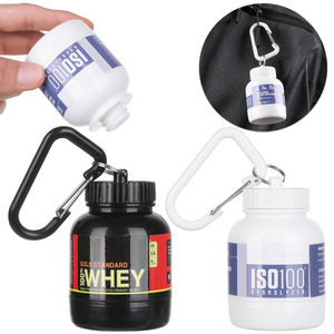 Amzn 100ml 200ml biểu tượng tùy chỉnh Mini Whey Protein bột container với Keychain nhựa xách tay tập thể dục bổ sung Pill chai - Product Image 6