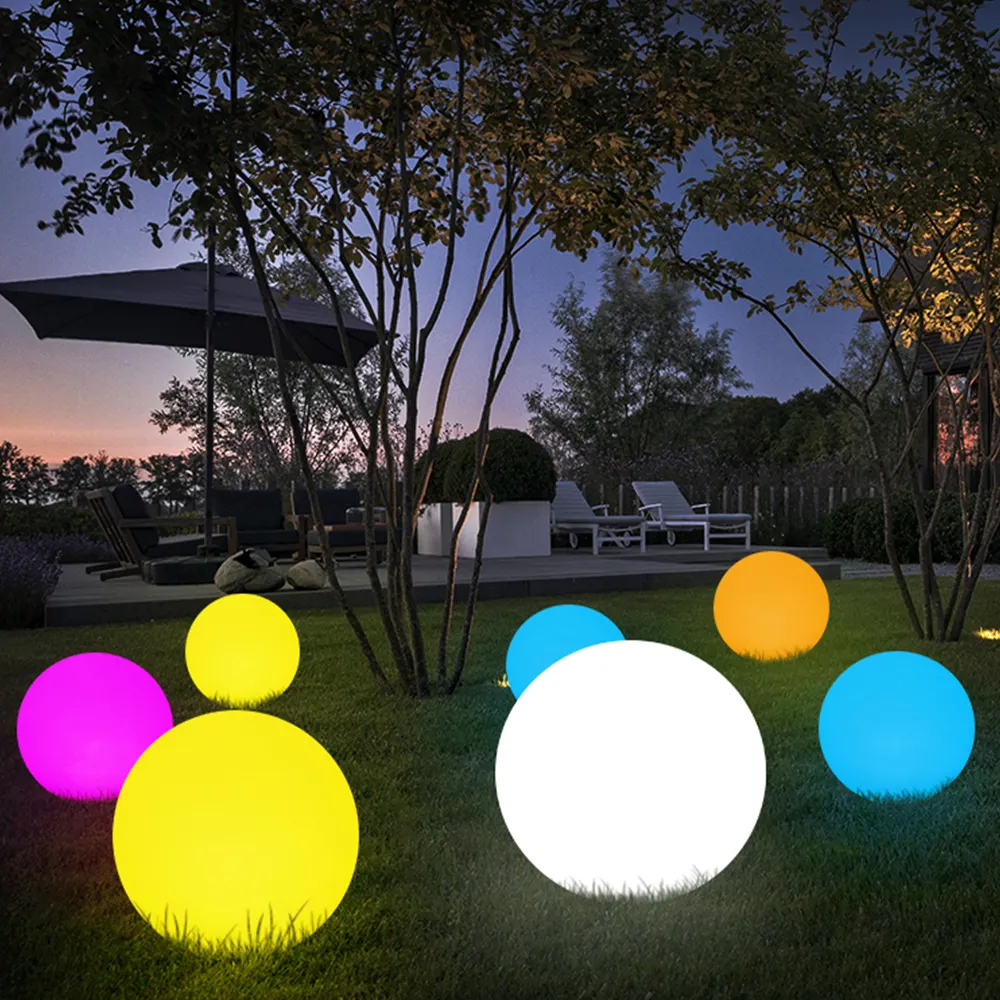 Luces led de colores RGB para jardín, Bola de luz solar recargable por usb, grandes luces para exteriores, fiesta, piscina, lámpara redonda de bola impermeable