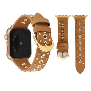 Rivet cuir hommes femmes <span class=keywords><strong>Bracelet</strong></span> <span class=keywords><strong>Bracelet</strong></span> Vintage ceinture luxe bande pour Apple Watch Ultra 8 49mm <span class=keywords><strong>iWatch</strong></span> 8 7 6 3 SE 38/40/41/44/45mm - Product Image 1