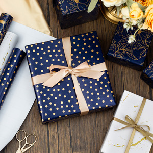 Floral <b>Pattern</b> Gift Wrapping <b>Paper</b> Gold Foil Art <b>Paper</b> Coated 100GSM Roll For Packaging Craft Use - Product Image 2