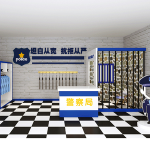 Caseta de Policí<span class=keywords><strong>a</strong></span> de Madera Comercial para Niños, Juego de Roles de Oficial y Detective, Juego de Simulación, Equipo de Juegos Interior Personalizado - Product Image 1