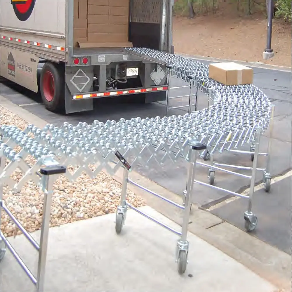 Bifa Unloading Conveyor Expand Portable Turning Conveyor Skate Wheel Conveyor