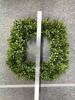 Guirlande carrée en buis artificiel de 19 pouces pour porte d'entrée, décoration murale de ferme, porche, printemps, été, automne, toute l'année