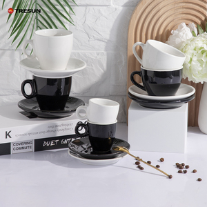 <span class=keywords><strong>Set</strong></span> di Tazze da Espresso in Porcellana Personalizzate con Logo, Piccole Bianche e Nere da 80-200 cc con Piattino - Product Image 3