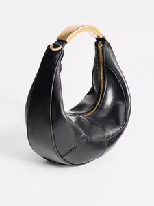 Bolsos Tote Retro para Mujer 2026, Bolsos de Hombro de Cuero Genuino de Alta Calidad, Diseño de Media Luna con Detalles Metálicos - Product Image 2