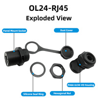Conector RJ45 Cat6 Gigabit, Blindado, Impermeable IP67, Enchufe Circular para Transmisión de Datos, para Pantallas LED y Cámaras de Seguridad