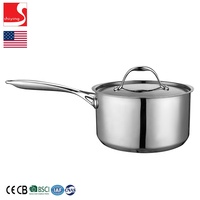 SY-Kitchenware Casserole en acier inoxydable 2QT poignée de marmite avec couvercle en verre Silicone rester frais 16 20cm lait pièce unique