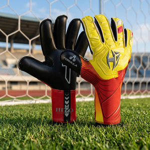 Wholesale Customized Soccer Goalkeeper <b>Gloves</b> Front Palm 4mm German Latex Backhand Silicon Inject Hybrid Cut Thumb Wrap - Product Image 2