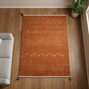 Tapis en laine Lori noué et tissé à la main, abstrait, moderne, rectangulaire, à poils plats, antidérapant, adapté aux animaux domestiques, pour salon et chambre à coucher - Product Image 3