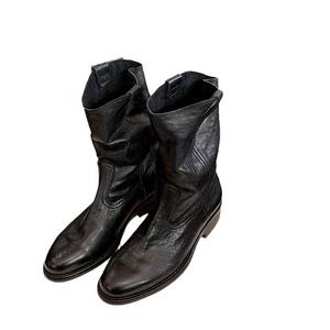 Botas Chelsea de Cuero Ancho con Cuello en V para Mujer, Estilo Western con Suela Gruesa y Tacón Alto, Altura Media al Tobillo, para Otoño y Verano - Product Image 2