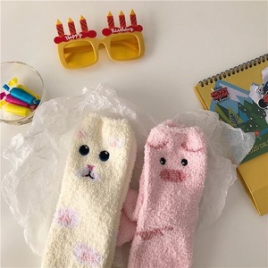 Cute Animal Coral Fleece <b>Socks</b> Thickening Sweat Absorbent Women Home Sleep Floor <b>Socks</b> - Product Image 1