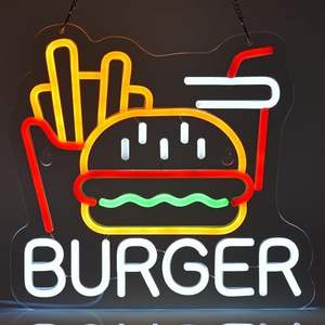 Luz <span class=keywords><strong>de</strong></span> neón LED hamburguesa papas fritas decoración <span class=keywords><strong>de</strong></span> pared arte comida rápida signos <span class=keywords><strong>de</strong></span> negocios hogar hombre <span class=keywords><strong>cueva</strong></span> decoración luces <span class=keywords><strong>de</strong></span> neón personalizadas - Product Image 5