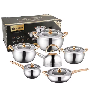 Ensemble de casseroles en acier inoxydable de 12 pièces, classique, léger, durable, antiadhésif, écologique, résistant au <span class=keywords><strong>four</strong></span>, personnalisé en gros - Product Image 1