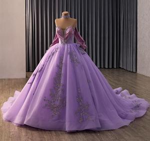 Vestido de Quinceañera Moderno y Soñador Aurtertx ZR9987, Degradado Morado, con Espalda Descubierta, Gargantilla de Perlas, para Fiesta de Quince Años - Product Image 4