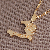 Collier pendentif carte d'Haïti plaqué or 18 carats pour hommes femmes vente en gros