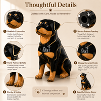 Urne funéraire distinctive en forme de chien, figurine en céramique de Rottweiler avec ligne dorée, statue commémorative décorative, cercueil