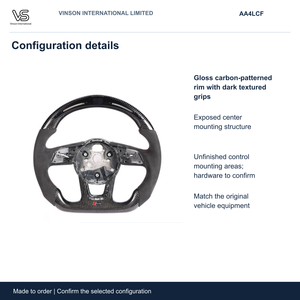 Volante de Fibra de Carbono para Audi A4, Configuración Seleccionada con Centro Abierto AA4LCF - Product Image 2