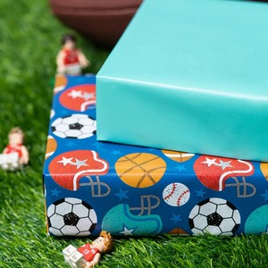 Custom Eco-Friendly Sports Pattern Gift <b>Wrap</b> <b>Paper</b> <b>Roll</b> Double-Sided Coated Art <b>Paper</b> 100GSM Recyclable Digital Printing - Product Image 3