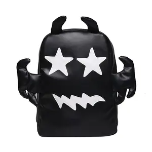 2023 Trend Luxe Designer Fashion Lady Halloween Rugzaktas Hiphop Street Black Leather Back Pack Voor Dames