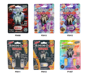 RHINO 69 1 2 3 CAPS Tarjeta de embalaje con caja de exhibición Tarjeta de blíster para embalaje de píldoras y tabletas en stock - Product Image 1