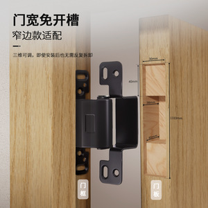 Hidden Door Hinge 2D Adjustable Black Iron Flush Mount Minimalist Design For Concealed Doors - Product Image 2