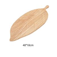 Plateau de service créatif en bois d'acacia et bambou, forme feuille, pour café, thé, desserts et fruits