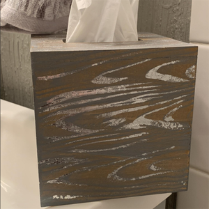 Cubierta de soporte de madera quemada sólida Rectangular, dispensador de pañuelos faciales de baño, cubierta rústica de caja de pañuelos de madera - Product Image 4