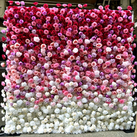 EG-S061 événement mariage décor retrousser 3d fleur toile de fond mur 8ft x 8ft dégradé couleur fleurs artificielles mur