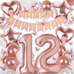 Insegna per <span class=keywords><strong>15</strong></span> Anni con Striscione <span class=keywords><strong>Buon</strong></span> <span class=keywords><strong>Compleanno</strong></span>, Palloncini in Foil Numero <span class=keywords><strong>15</strong></span> da 40 Pollici, Decorazioni a Farfalla - Product Image 3