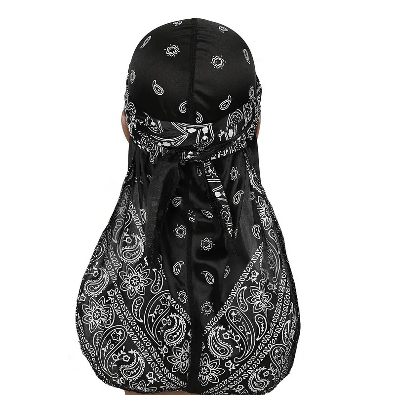 HZM-18246 Men Durag Long-tailed Pirate Cap Printed Bandanas Women Fashion Doo Rag