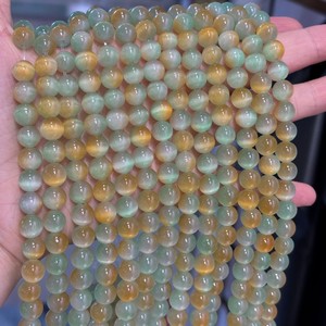 ลูกปัดหินธรรมชาติขนาด 6 มม. 8 มม. สี<span class=keywords><strong>เขียว</strong></span>ไล่เฉดสีชมพู/ฟ้าเขียว ลายตาแมว รูปทรงกลม สำหรับทำเครื่องประดับ - Product Image 3
